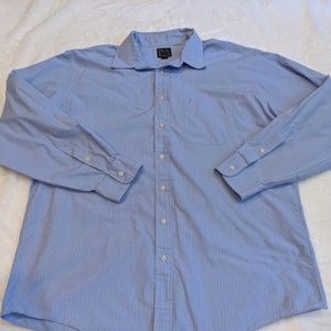 Jos A Bank Mens Button Up Long Sleeve Collared Shirt 17.5 35 Blue Plaid